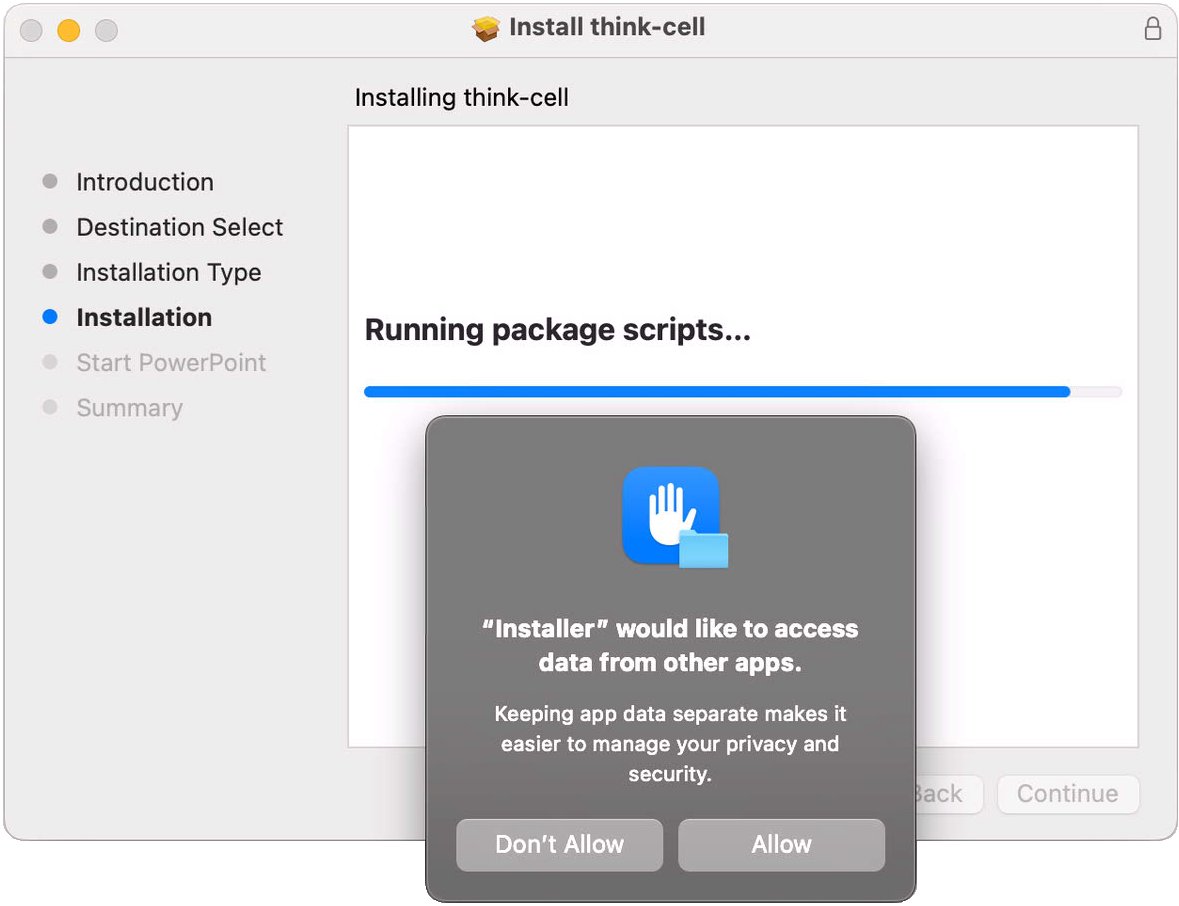 Data access permission prompt when installing TC with new Apple Security.