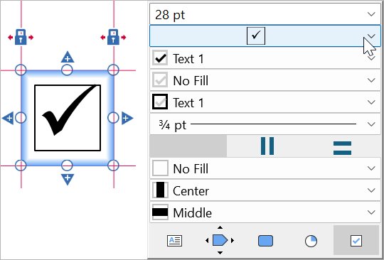 Checkbox mini toolbar.