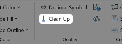 Clean Up button on think-cell Tab.