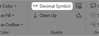 Change Decimal Symbol button on think-cell Tab.