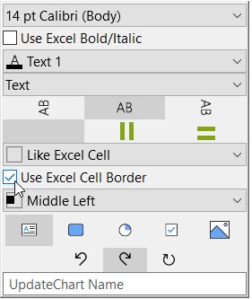 think-cell Elemente-Menü mit Tabelle mit hervorgehobener Formatierung