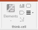 Menu Elementos do think-cell inativo.