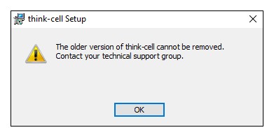 error when installing new think-cell version