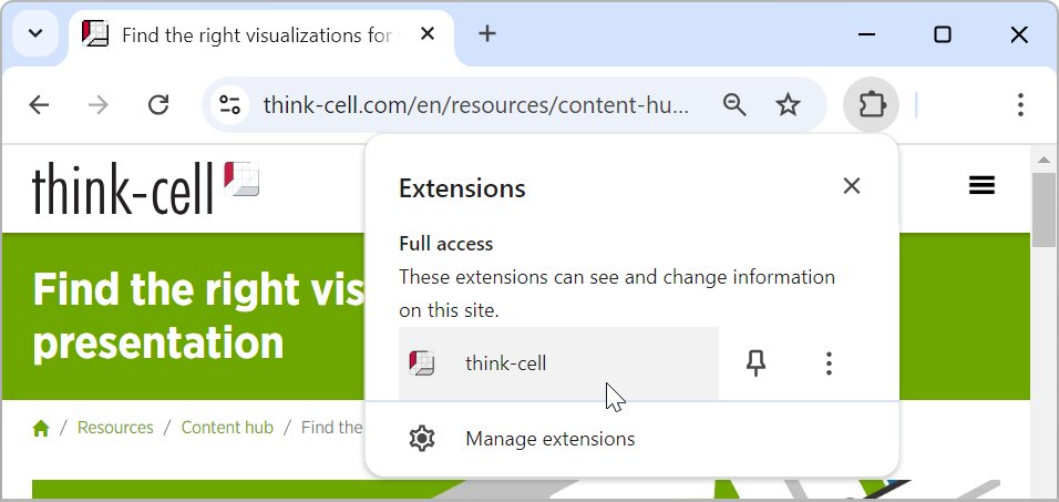 The think-cell web browser extension that converts web images into think-cell elements.