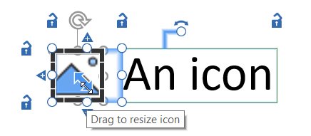 Célula de tabela contendo imagem formatada como ícone, mouse passando sobre a alça de redimensionamento.