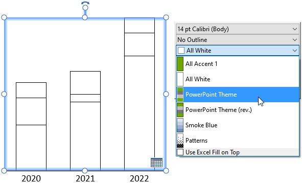 List of color schemes available for customization