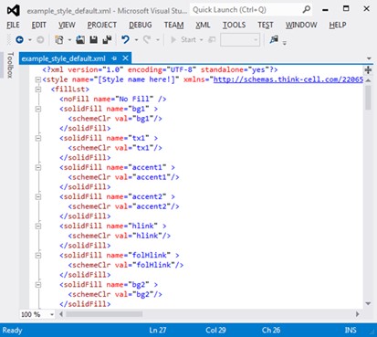 The default style file loaded in Visual Studio Express for Web