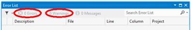 Empty error list window in Visual Studio Express for Web