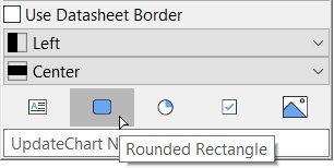 Unverankerte Symbolleiste einer Tabellenzelle, Maus bewegt sich über abgerundetes Rechteck.