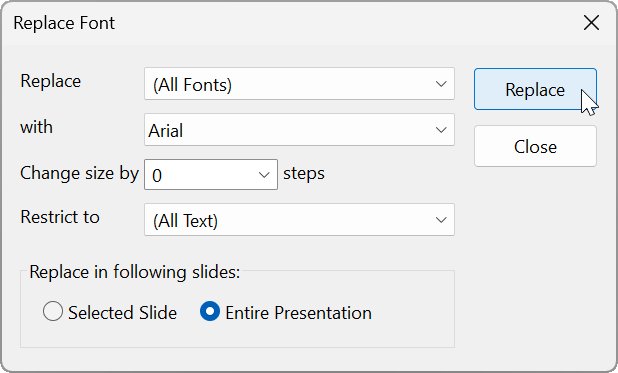 Replace Font Menu.