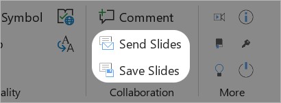 Send and Save Slides buttons on think-cell Tab