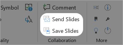 Send and Save Slides buttons on think-cell Tab.