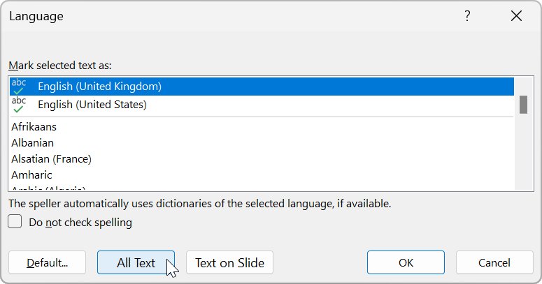 Set Proofing Language Dialog.